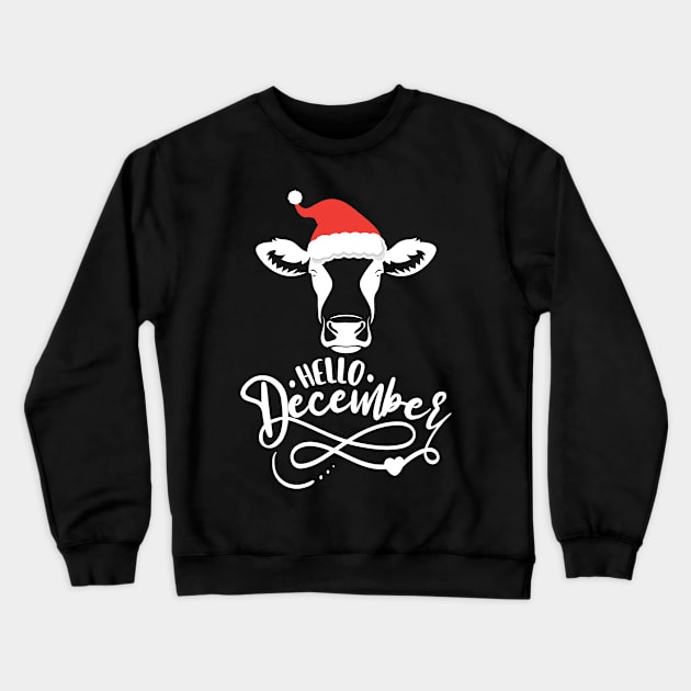 Hello December Moo Christmas Crewneck Sweatshirt by RKP'sTees